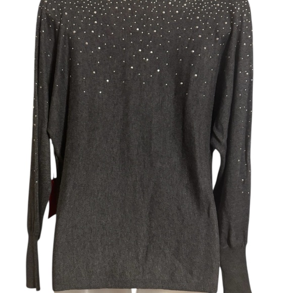 NWT Vince Camuto Gorgeous Gray V-Neck Sweater with Silver Accents   SMALL   #U - Picture 5 of 8